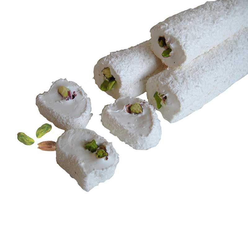 Sultan Delight with Pistachio, Covered with Coconut, Roll